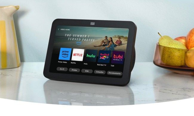 The Echo Show 8 on a counter.